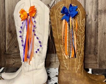 Custom School Color Boot Bows: Game Day Accessory
