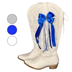 Megan Country Concert Boot Bows - Trendy Removable Boot Bows - Blue and White Boot Bows - Country Concert Boot Accessory