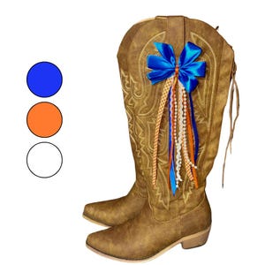 Alabama College GameDay Boot Bows, Navy and Orange Boot Bows, Game-day Accessory, Alabama Game-day