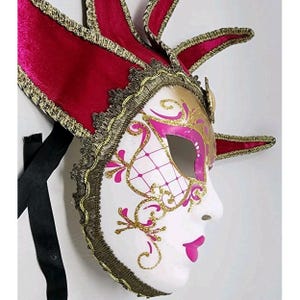 Venetian Masquerade Full Face Mask Italian Mardi Gras Carnival Jester Colorful