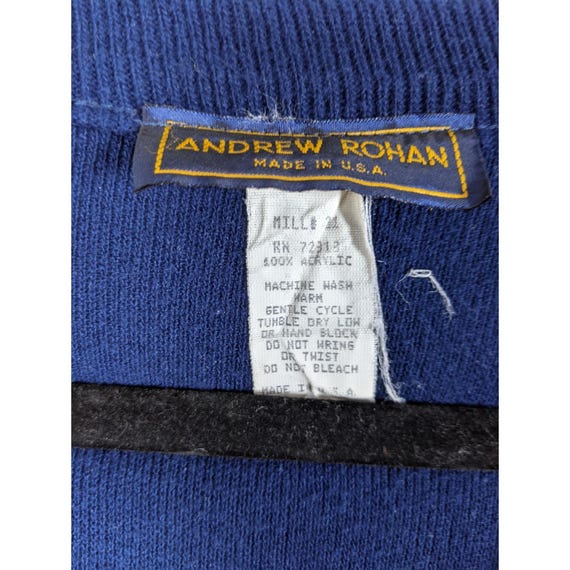 Andrew Rohan Sweater Mens 2XL Navy Tin Can Sailors Embroidered Logo Knit V-Neck View 5