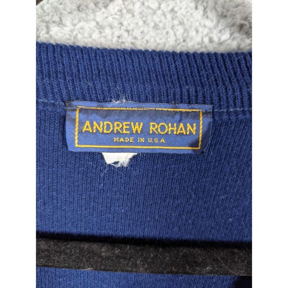 Andrew Rohan Sweater Mens 2XL Navy Tin Can Sailors Embroidered Logo Knit V-Neck View 3