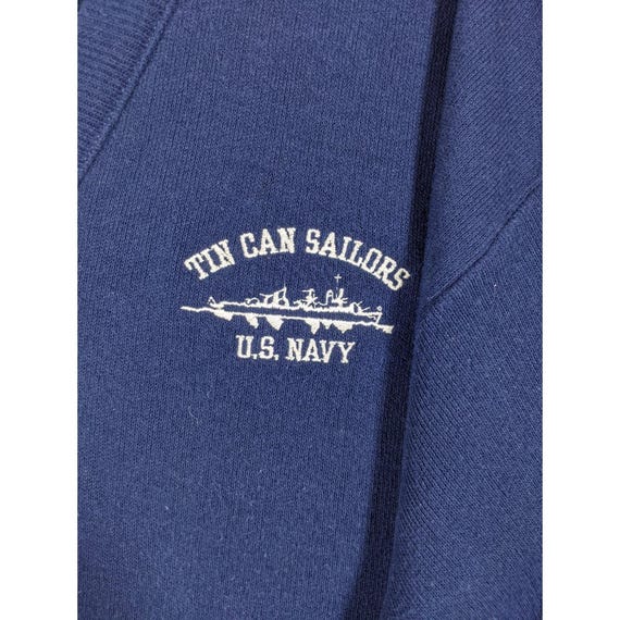 Andrew Rohan Sweater Mens 2XL Navy Tin Can Sailors Embroidered Logo Knit V-Neck View 4