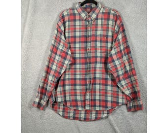 Vtg Chaps Ralph Lauren Button Down Shirt Men XL Multicolor Plaid Preppy 90s