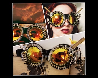 Double Shots: Unisex Steampunk Post Apocalyptic Goggles for Wasteland Weekend Burning Man Festivals Raves with FREE SHIPPING