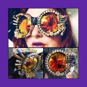 Geode Quartz Goggles: Unisex Steampunk Post Apocalyptic Goggles for Wasteland Weekend Burning Man Festivals Raves with FREE SHIPPING