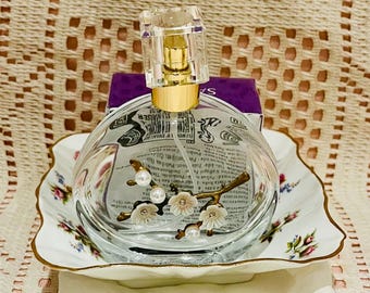 Vintage Vanity Gift Set | Refillable Perfume Bottle & Royal Albert Winsome Dish | Romantic Cottagecore Vanity Decor