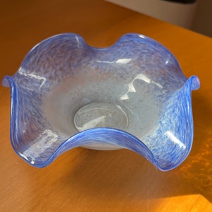 Vintage Scottish Art Glass Vasart Blue Bowl Dish 1960s