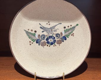 ケン・エドワーズ　陶器の鳥と花の装飾ポットとスプーン ケン・エドワーズ陶器 鳥と花柄 ソーサープレート 6.75インチ