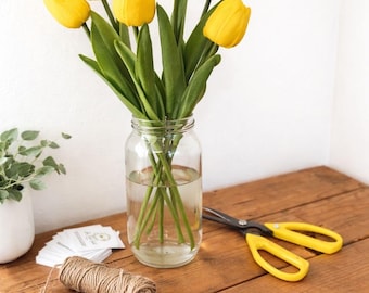 Ramo de 6 tulipanes amarillos artificiales / Arreglo floral primaveral