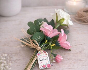 Ramo de flores artificiales rosas personalizado: recuerdo del Día de la Madre