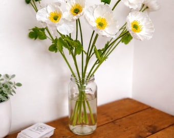 Ramo de amapolas artificiales de 4 tallos / Arreglo floral primaveral
