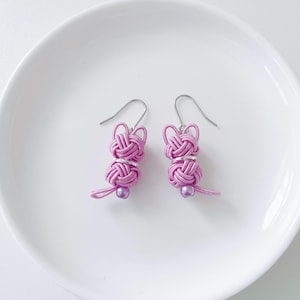 Japanese Jewely, Mizuhiki earrings, Drop earrings, Cat earrings, Japanese earrings Handmade, Gift for her, Lightweight