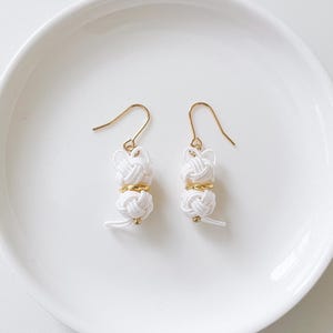 Japanese Jewely, Mizuhiki earrings, Drop earrings, Cat earrings, Japanese earrings Handmade, Gift for her, Lightweight