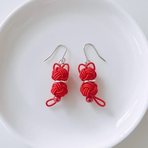 Japanese Jewely, Mizuhiki earrings, Drop earrings, Cat earrings, Japanese earrings Handmade, Gift for her, Lightweight