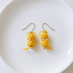 Japanese Jewely, Mizuhiki earrings, Drop earrings, Cat earrings, Japanese earrings Handmade, Gift for her, Lightweight