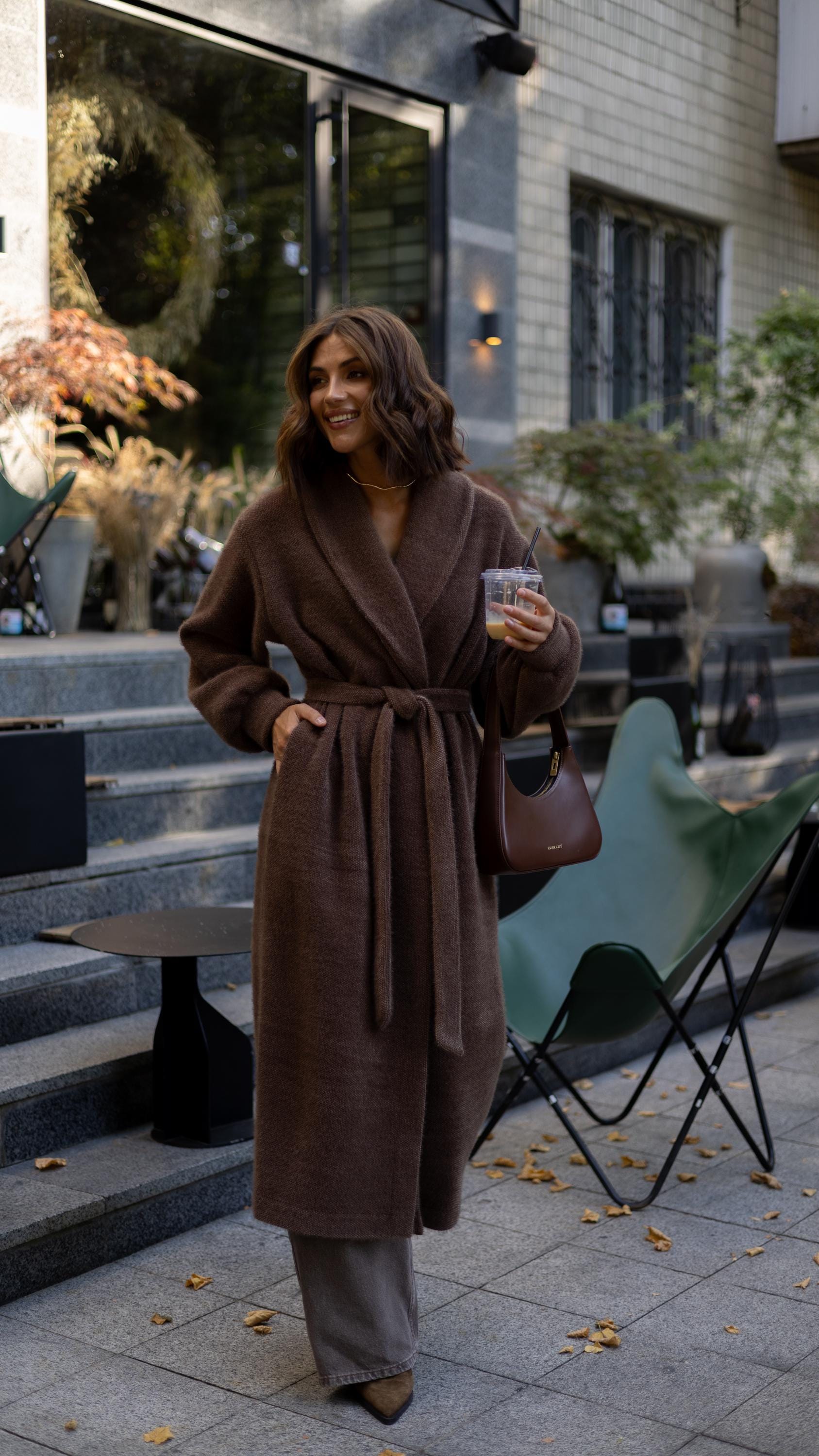 ◎ cream chocolate bar wool knit coat Wool-Blend Jacket | RW&CO.