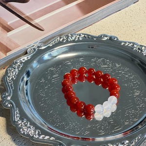 natural red and white agate bracelet-natural healing gemstone