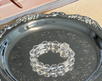 Clear Quartz & White Azeztulite Healing Bracelet with Silver Accents