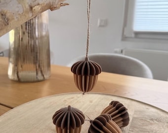 Acorns | Acorn pendants | Acorn decorations | Autumn decorations | Scandinavian style | Pleated acorn decorations | Table decoration set | 3D print