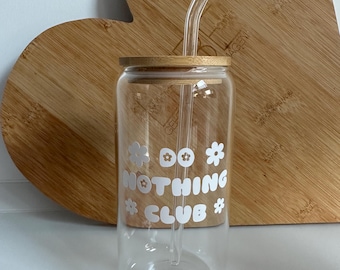Do nothing Club Glass personalized glass mug coffee cup drinking glass with lid and straw