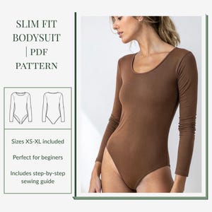 Slim Fit Bodysuit PDF Pattern | Long Sleeve Jersey Sewing Pattern with Instructions