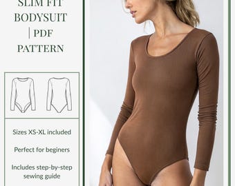 Slim Fit Bodysuit PDF Pattern | Long Sleeve Jersey Sewing Pattern with Instructions