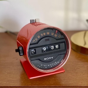 Vintage 1971 Sony Digimatic Clock Radio – Red Speedometer AM Radio Works