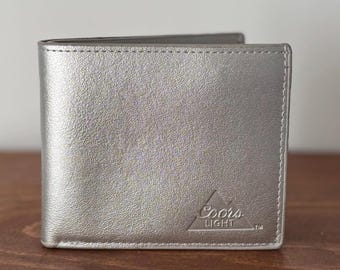 Vintage Coors Light Leather Wallet Silver Bifold Y2K Men’s Wallet
