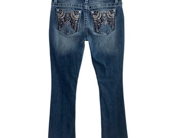 Miss Me Y2K Bootcut Jeans size 27 - Embroidered rhinestone dream catcher back pockets design