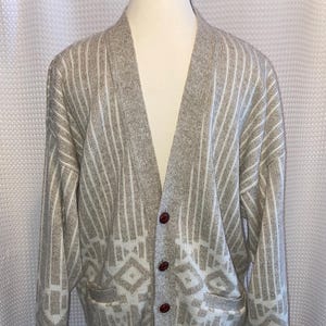 Vintage Oatmeal buttoned Cardigan – Men’s Sears knit sweater with pockets - Grandpa Style 80s 90s - Made in Canada