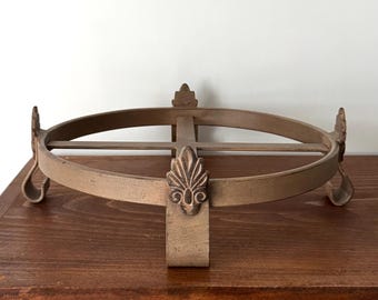 Vintage wrought iron plant stand indoor outdoor brown sturdy planter holder - 9,5” Pot