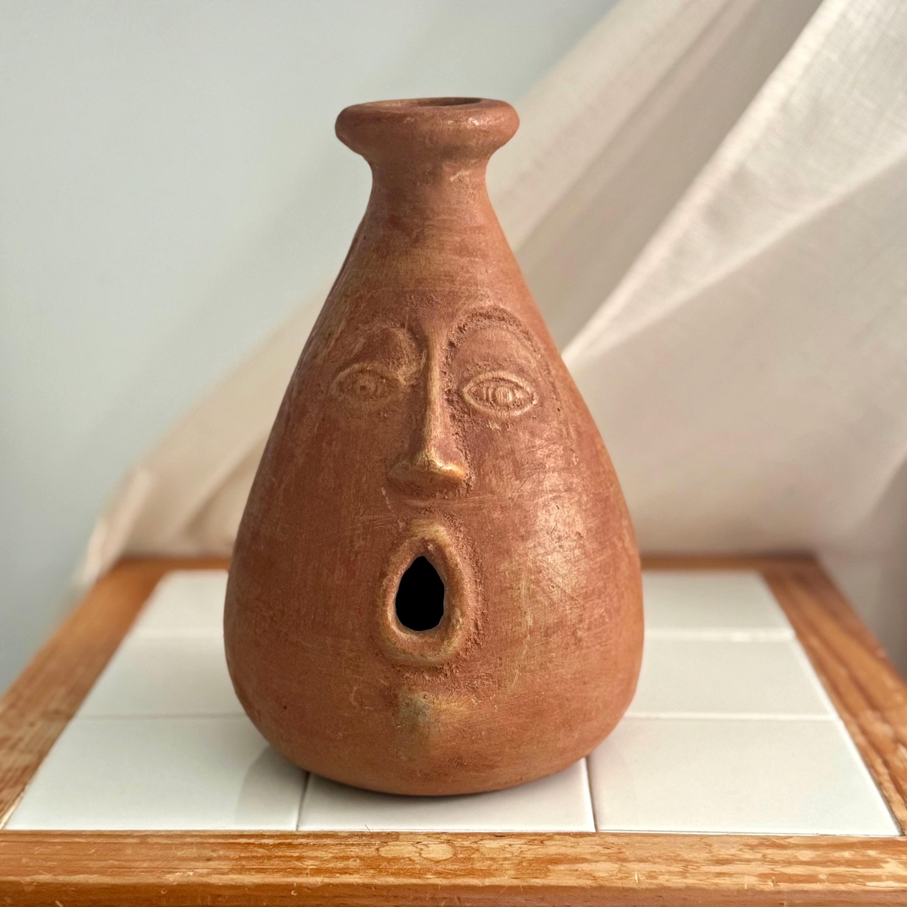 Vase En Poterie Artisanale En Argile Beige - Fait Main - Décoration Intérieure