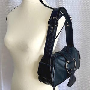 Dolce Gabbana Y2K Baguette Bag Black Leather Shoulder Purse 2000s Vintage Designer Handbag Made in Italy Heart Buckle Rare Collector