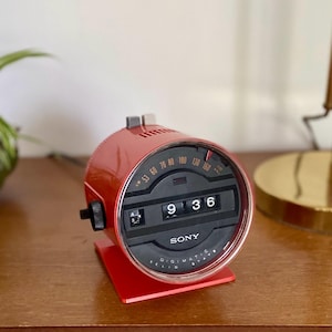 Vintage Sony Digimatic 6RC-15 AM Clock Radio 1971 Rare Red/Orange Speedometer Design - Works