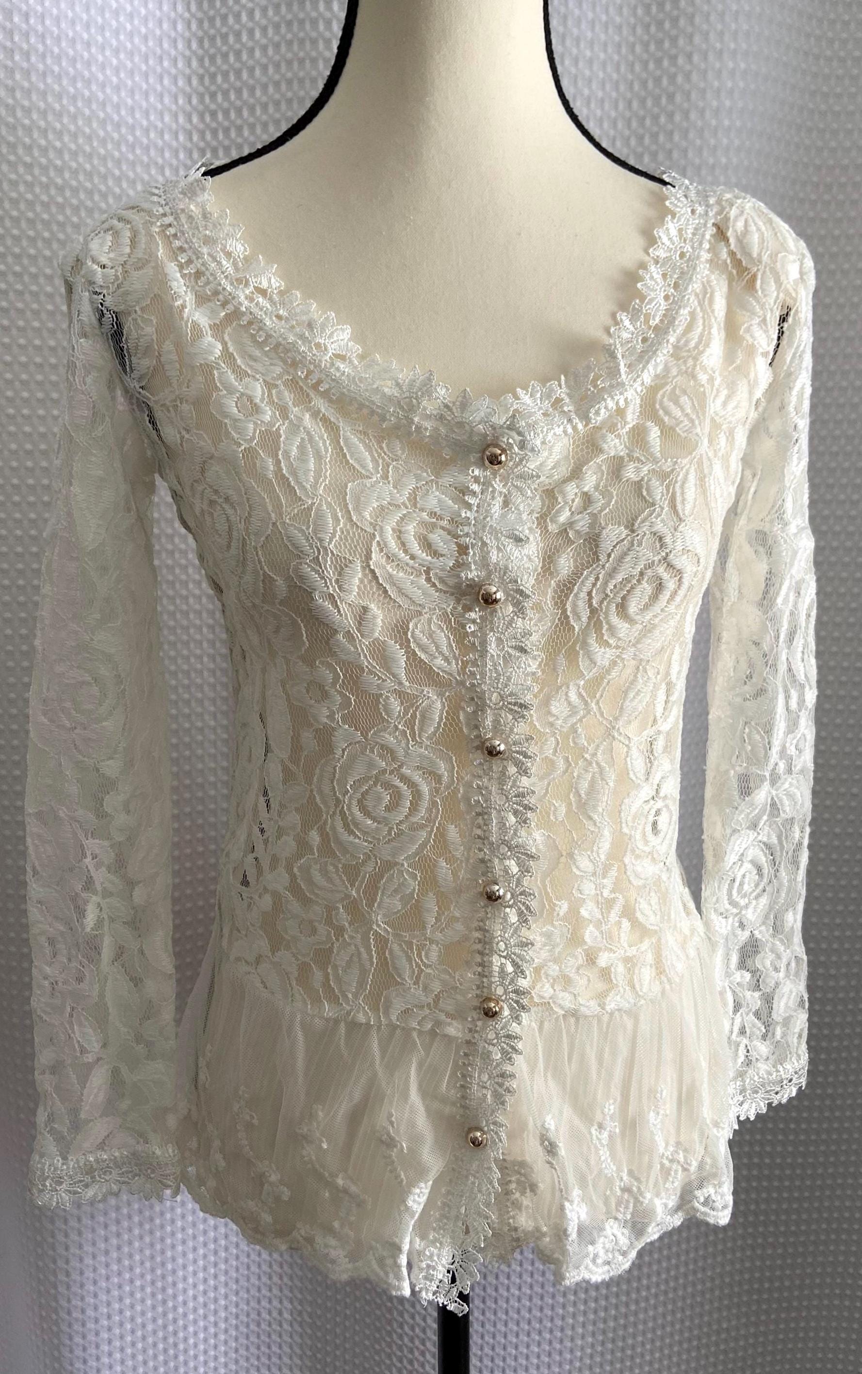 white lace peplum top