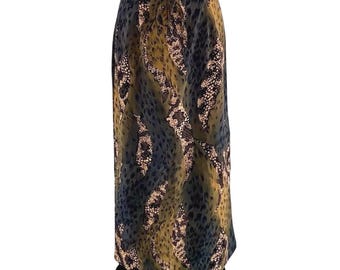 Vintage Boho animal print Maxi skirt size small - Mali tan and black belted 90s skirt