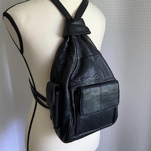 y2k leather shoulder bag black