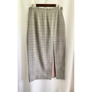 Vintage plaid fitted 90’s maxi skirt with front slit best fit size 12