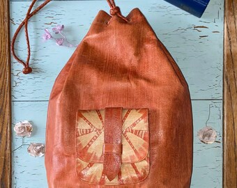 Leather Drawstring 70 Bag Vintage Handmade Brown Boho Pouch Purse