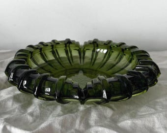 Vintage Fostoria Green Art Glass Ashtray