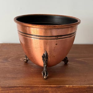 Vintage Copper Bucket Footed Planter, Fantasy Copperware Coal Scuttle, Made in Canada