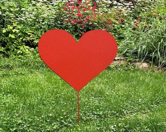 Heart Outdoor Garden Decoration, Garden Stake, Outdoor Wall Art, Garden Art, Valentine's Day, Outdoor, Wall, Lawn Ornament, Rust, Red, Yard