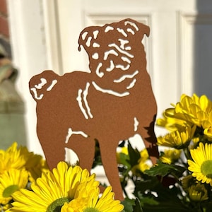Handcrafted Pug Garden Marker: Steel Plant Stake, Pet Memorial