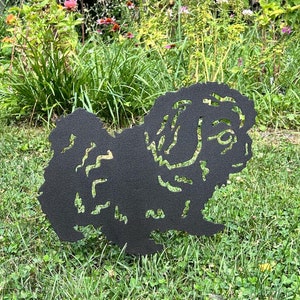 Pekinese Gartenstecker: Metallhundegedenkkunst, Skulptur im Freien