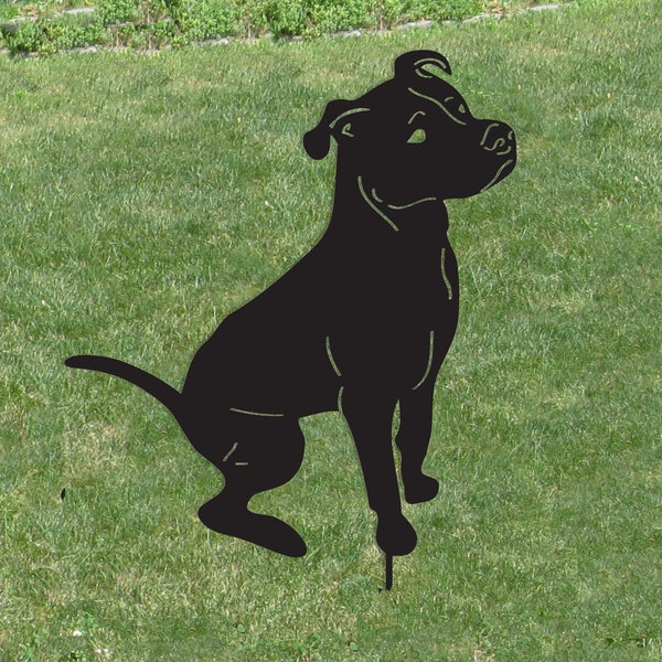 PitBull Garden Stake or Wall Art, Dog Pet Memorial, Metal Garden Yard Art Decor, Pit Bull Art, Pet Grave Markers, Pet Loss dog walker Gifts