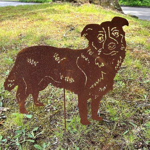 Border Collie Garden Stake: Metal Dog Art, Pet Memorial Ornament