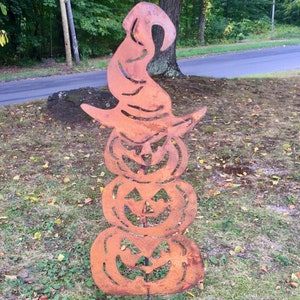 Three Stacked Pumpkins Garden Stake, Halloween Decoration, Jack O ...