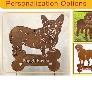 Rustic Metal Corgi Garden Stake or Wall Art: Dog Memorial Decor