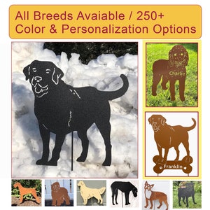 Estaca de jardín o arte mural para Labrador Retriever, idea conmemorativa para perros, letrero con nombre de perro, arte de jardín